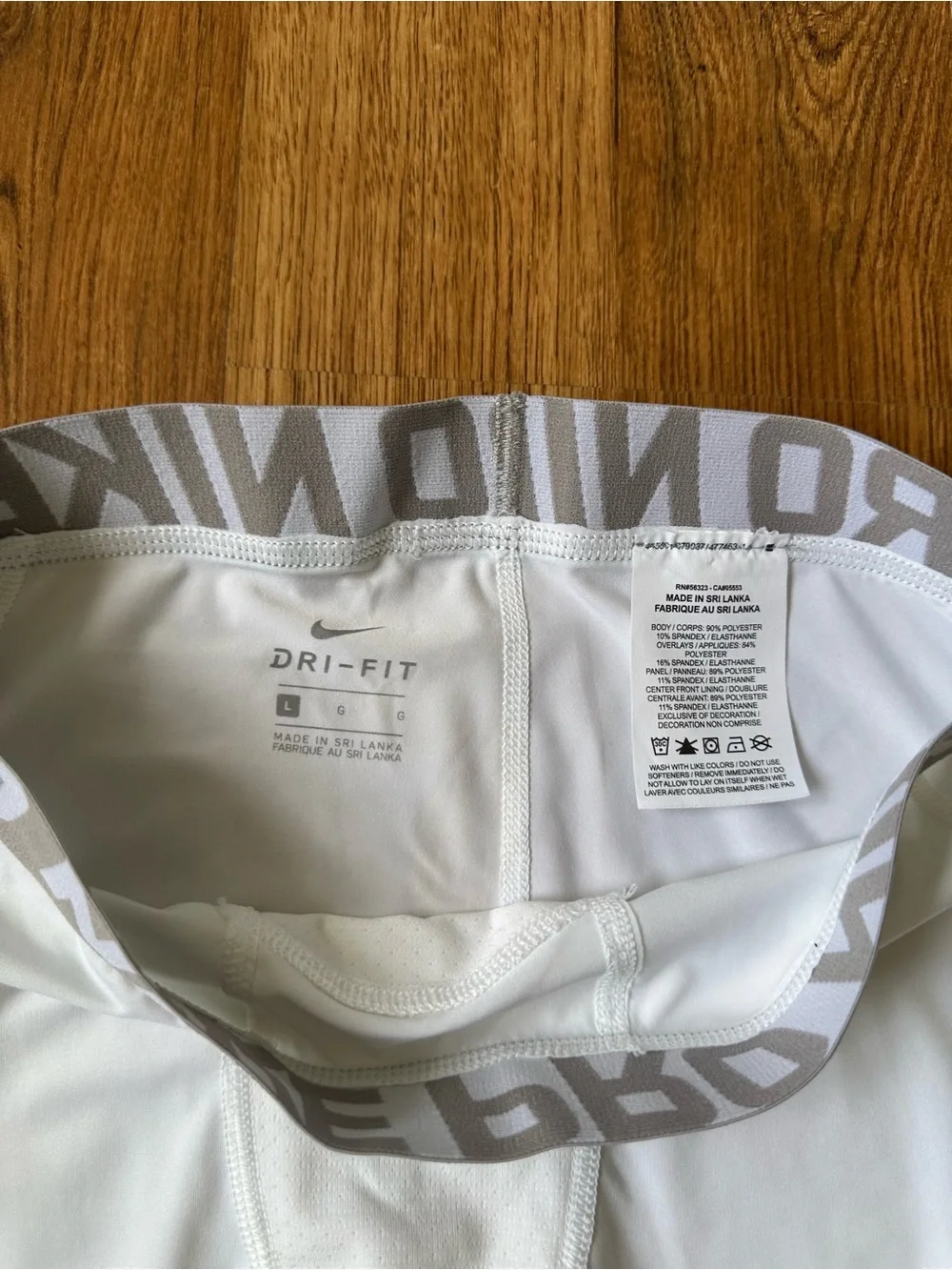 Nike Pro Compression Tights Mens Large White Dri Fit Athletic Training Pants